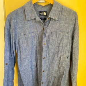 North Face Cotton Long Sleeve Shirt Size L.